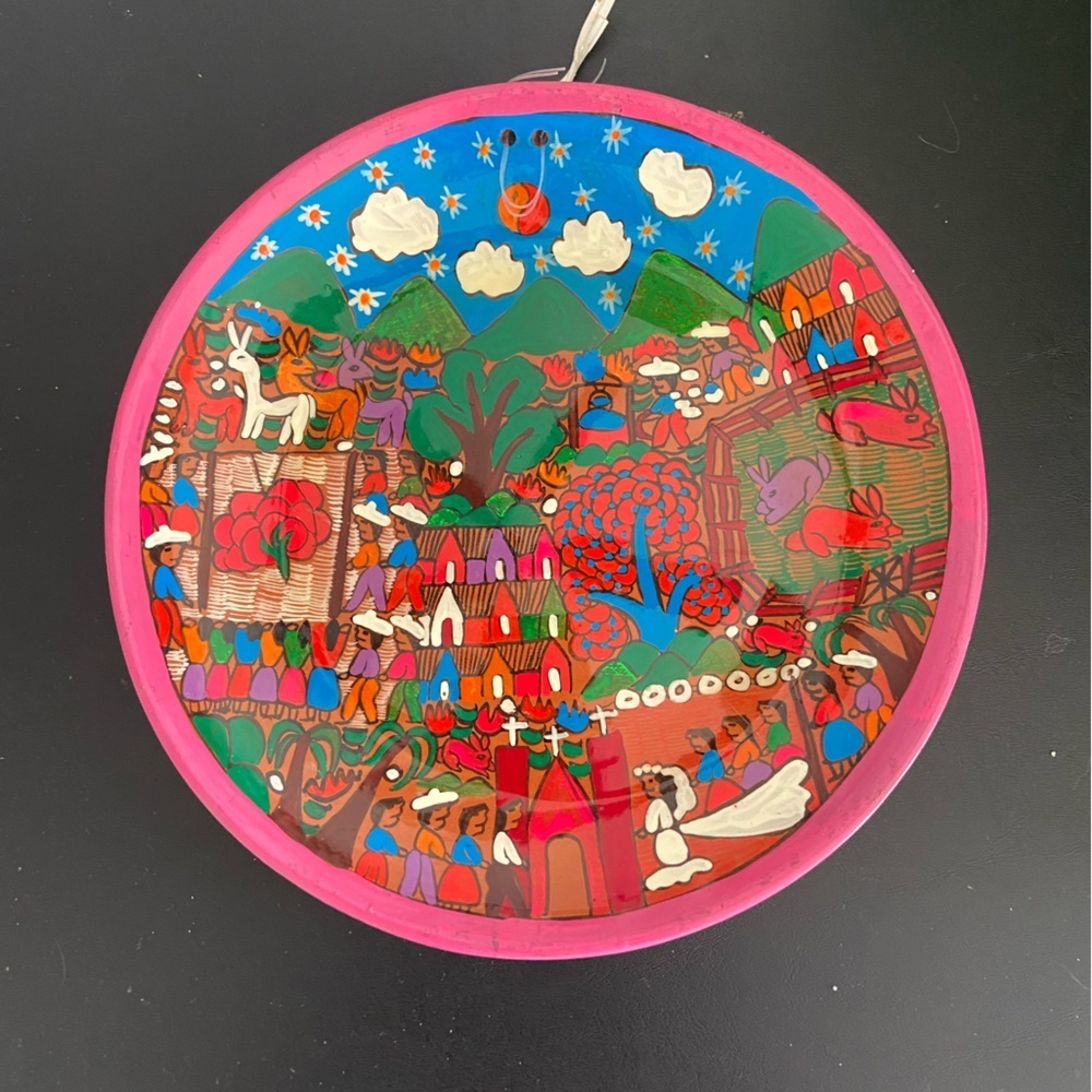 Mexican Folk Art Terracotta Wall Hanging Plate
